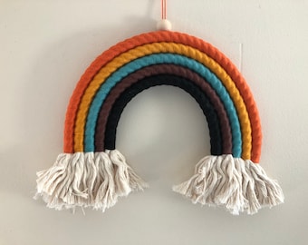 10-Inch Wide Rainbow Wall Hanging | Macrame Rainbow Rope| Nursery Above Crib Decor