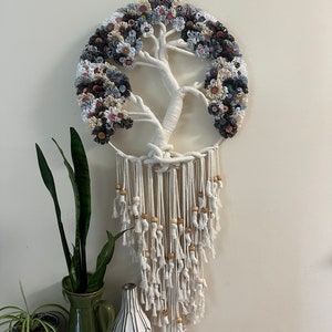 Large Tree of Life Macrame Wall Hanging with Flowers image 4