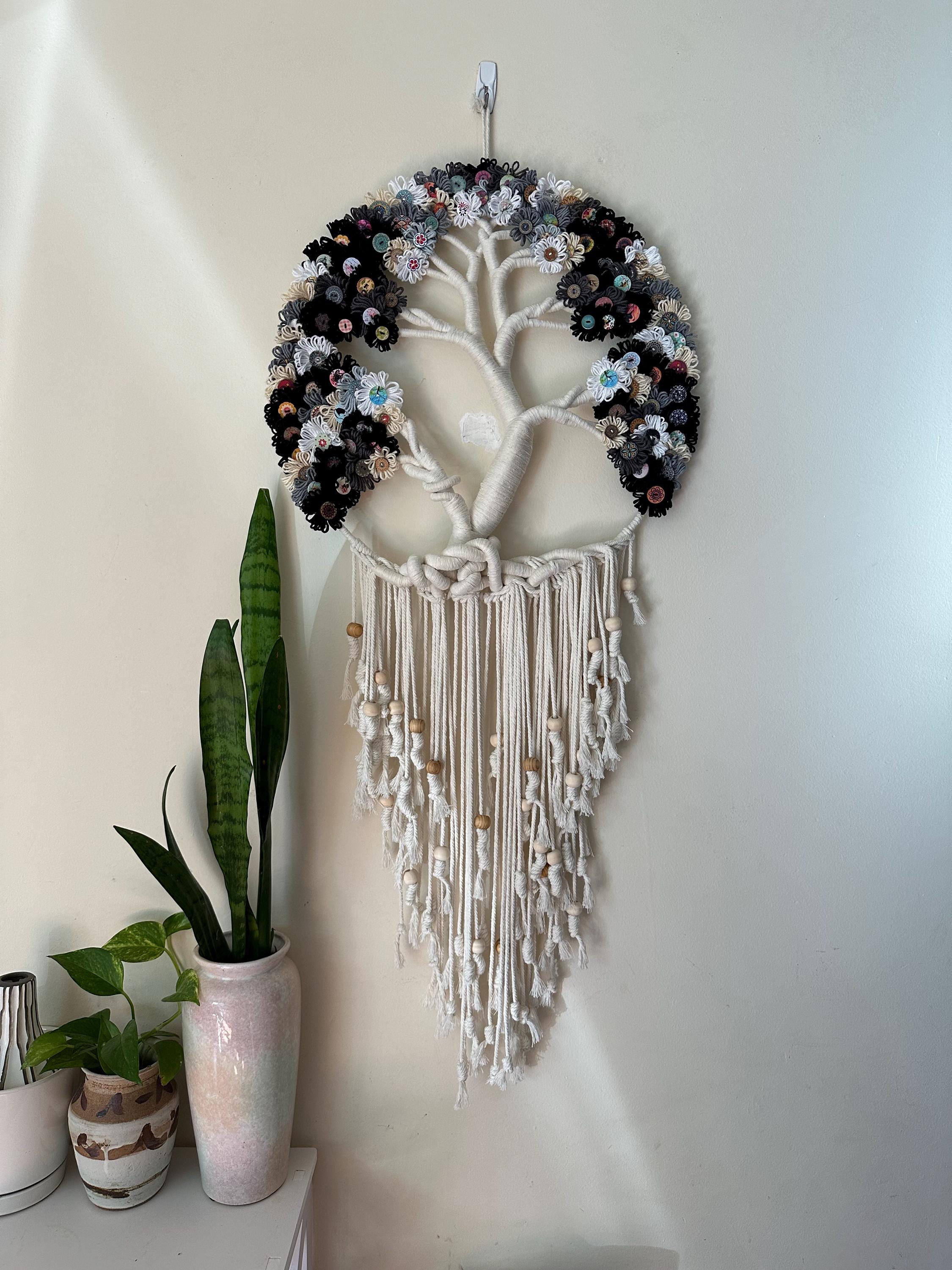 Large Tree of Life Macrame Wall Hanging With Flowers - Etsy