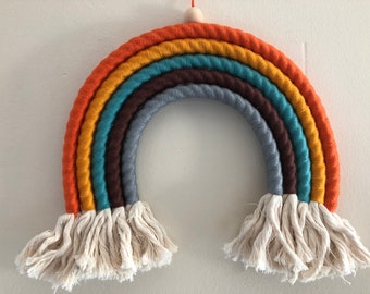 10-Inch Wide Rainbow Wall Hanging | Macrame Rainbow | Nursery Above Crib Decor