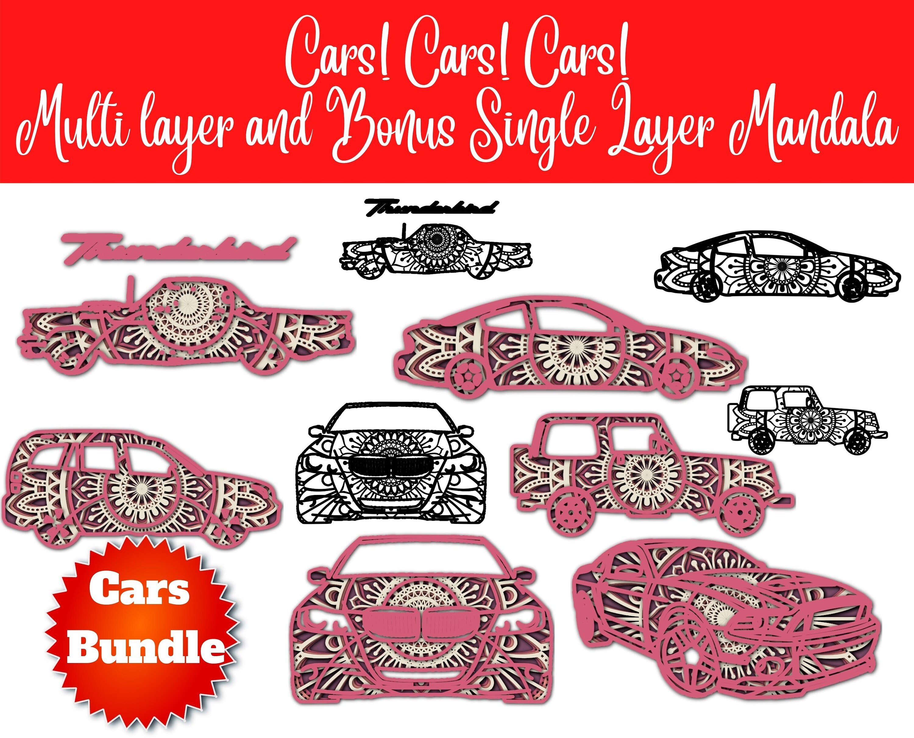 Cars Cars Cars Mandala Digital Download containing SVG PNG Etsy