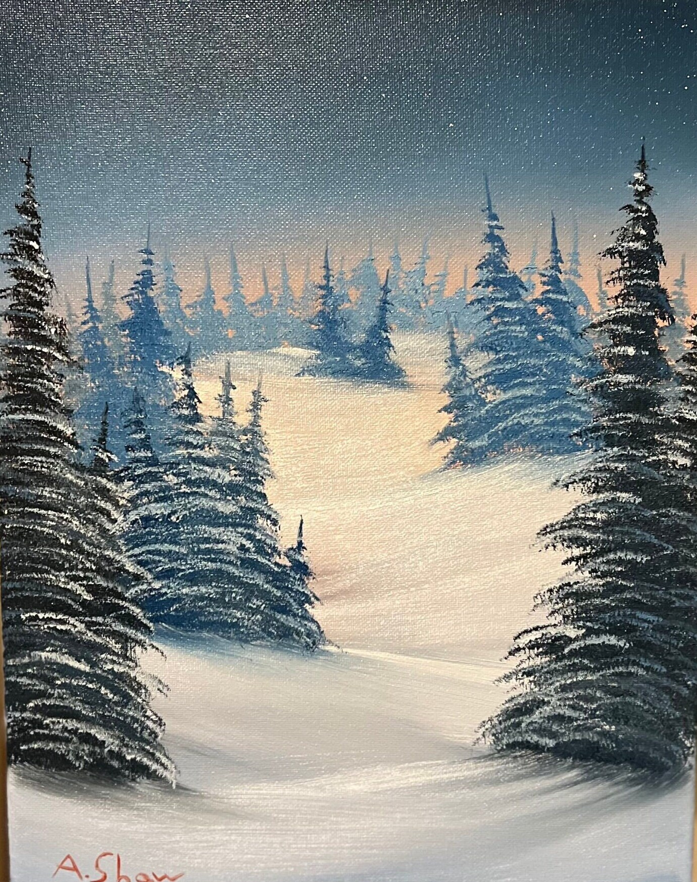Winter Painting a la Bob Ross Art Print