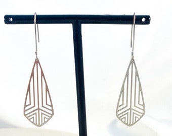 Silver Geometric Earrings - Indie Jewelry -  Cute Aesthetic Earrings - Hypoallergenic - Teardrop