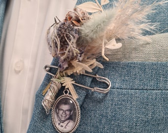 Individueller Memorial Anstecker Bräutigam,Anstecknadel Bräutigam, Gedenkbrosche zur  Hochzeit,DAS Bräutigam Accessoires, Memorial Bräutigam