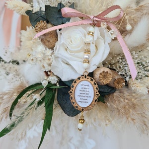 Personalized Memorial Bridal Bouquet Pendant, Custom Photo Medallion Bouquet, Dried Flowers Wedding, Bridal Accessories