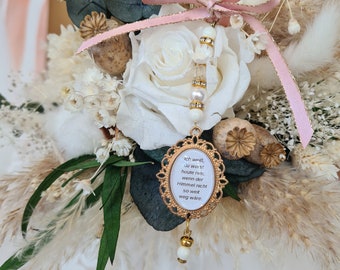 Personalisierter Memorial Brautstrauß Anhänger , individuelles Foto Medallion Blumenstrauß, Trockenblumen Hochzeit, Braut Accessoires