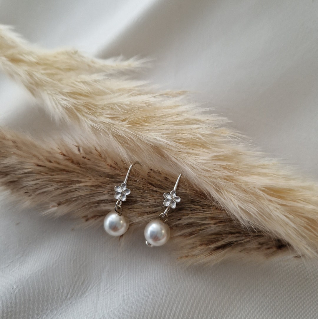 Real Silver Earrings With Pearl, Beautiful Earrings, Bridal Jewelry