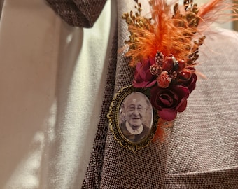 Individueller Memorial Anstecker Bräutigam, Anstecknadel Bräutigam, Gedenkbrosche zur  Hochzeit,DAS Bräutigam Accessoires,Memorial Bräutigam