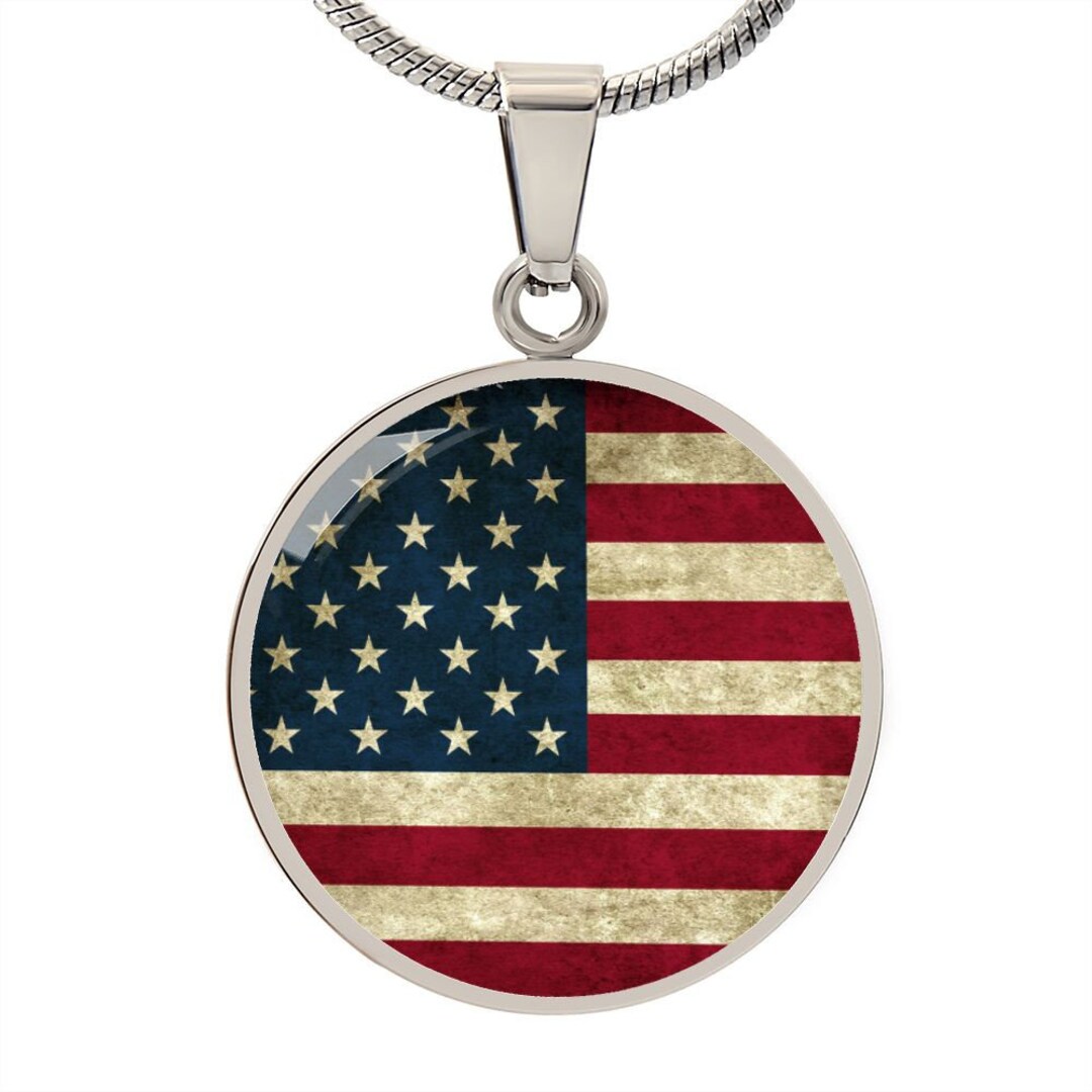 American Flag Circle Pendant Made in the USA Gifts for Her Etsy