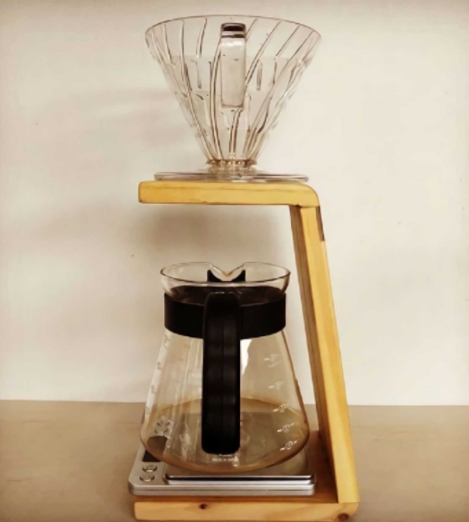 Wooden Dripper Stand Set V60 Flat Bottom Wood Coffee DIY Etsy