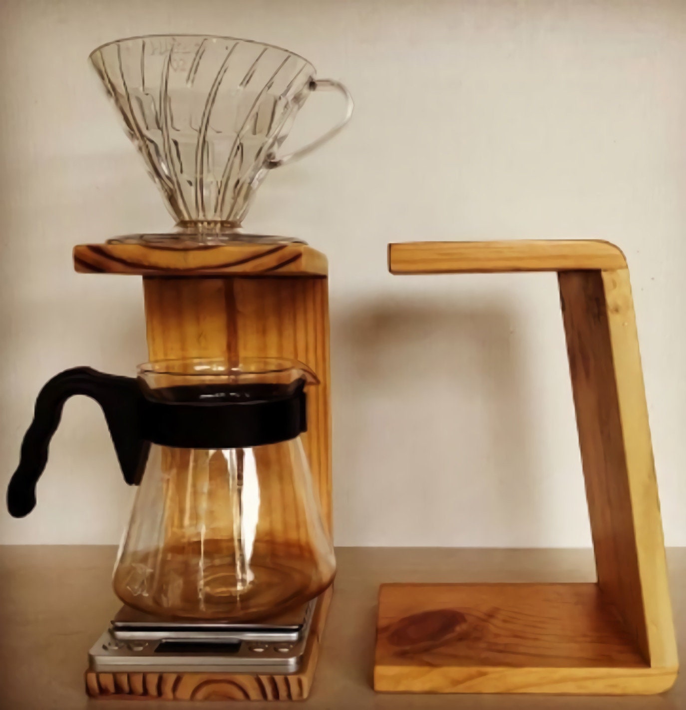 Wooden Dripper Stand Set V60 Flat Bottom Wood Coffee DIY Etsy