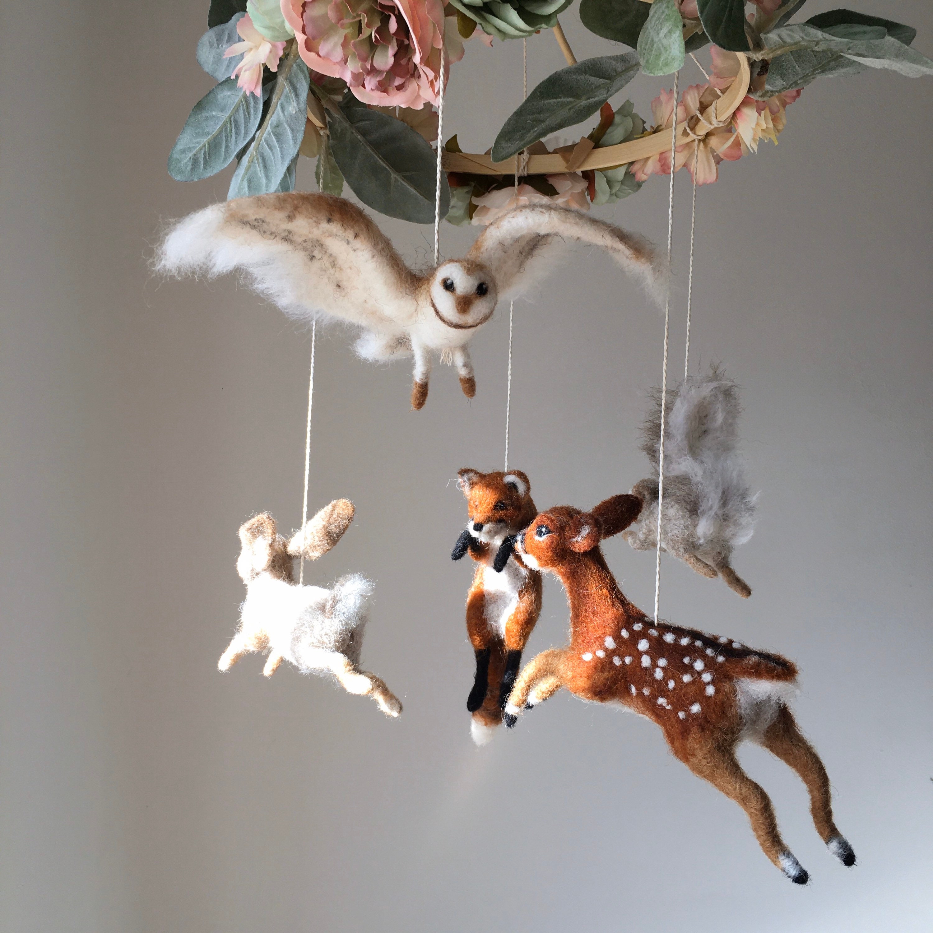 Forest animal mobile Woodland nursery Forest animal decor Etsy
