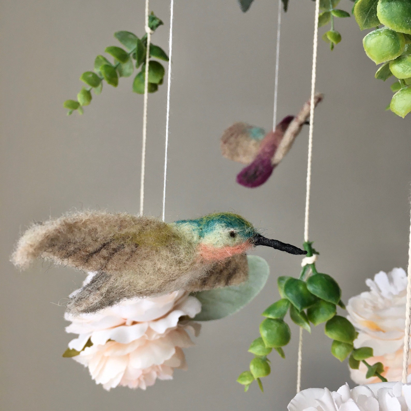 Hummingbirds mobile Flower nursery decor Crib mobile girl Etsy