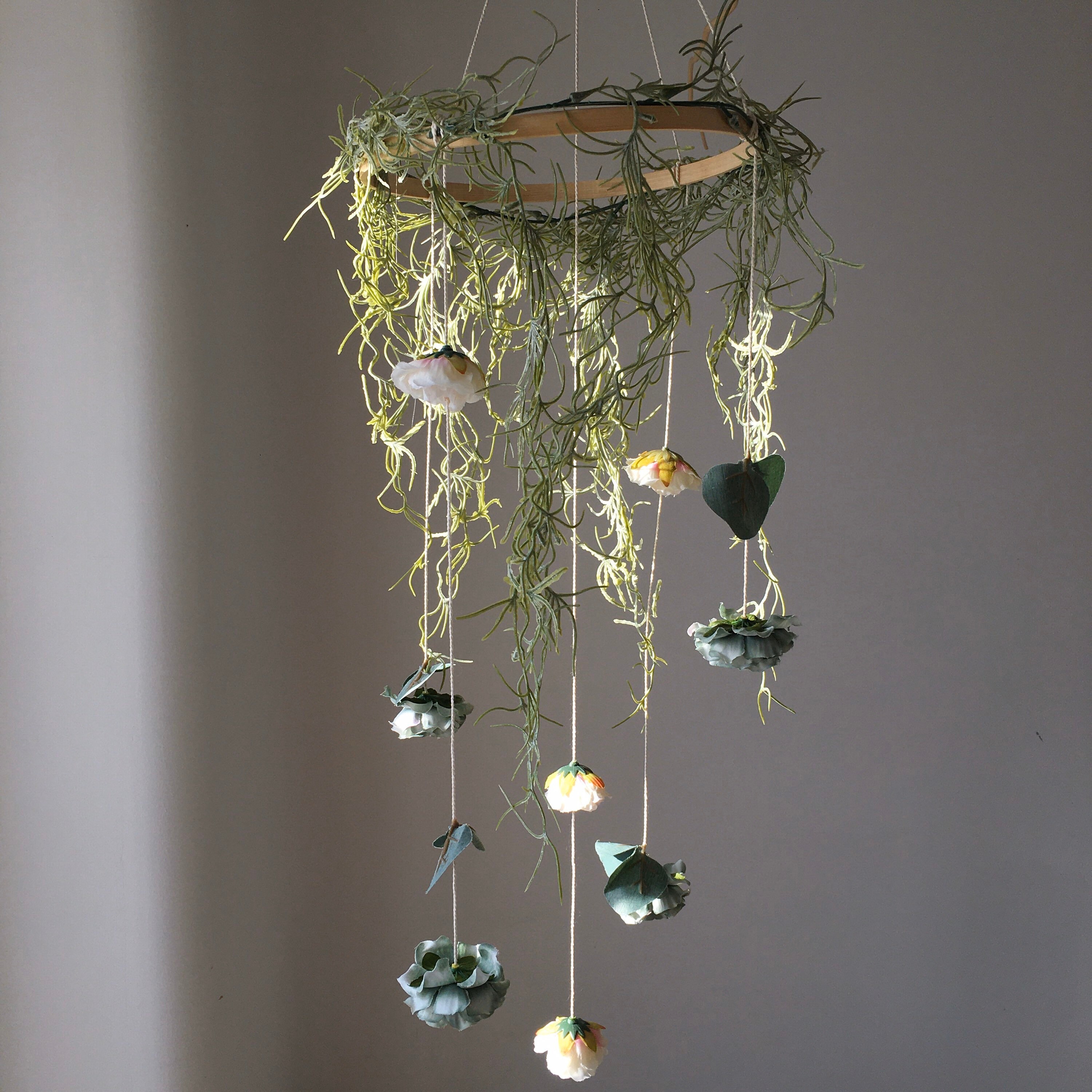 Decoración de vivero verde Boho cuna móvil decoración de | Etsy