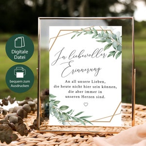 Commemoration sign wedding, commemoration sign wedding, wedding decoration eucalyptus boho, signs eucalyptus, template for printing