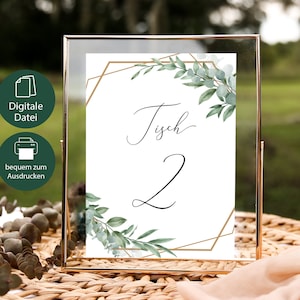 Table numbers wedding 1-15 eucalyptus, place sign wedding, table decoration number 13 x 18 cm