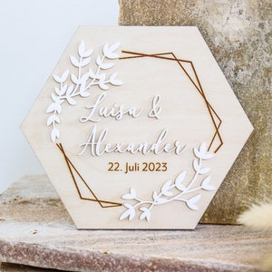 Wedding gift wood personalized with name / greeting card wedding