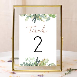 Wedding table numbers 1-15 eucalyptus / wedding place sign / table decoration number / 13 x 18 cm