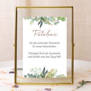 Photo box sign for the wedding, information sign photo box, wedding decoration Greenery Eucalyptus Boho image 1