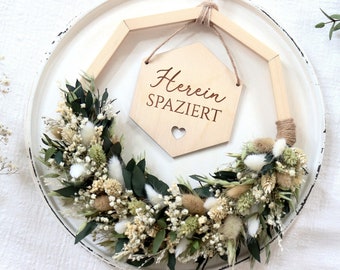 Dried flower wreath Welcome | Door wreath Come in | Welcome sign | Gift idea | Dried flower sign | Entrance sign