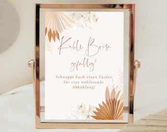 Fan sign wedding boho, information sign air conditioning guests, wedding decoration boho 13 x 18 cm