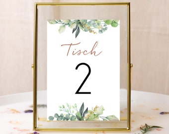 Table numbers wedding 1-15 eucalyptus / place sign wedding / table decoration number / 13 x 18 cm