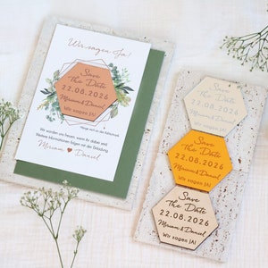 Save the Date Karte Magnet, Holz, Save the Date Hochzeit Eukalyptus Gold, Holz, Silber, Roségold, Hochzeitseinladung Eukalyptus