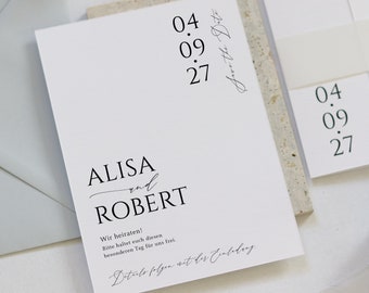 Save the Date Karte Hochzeit, Save the Date Einladung schlicht, Hochzeitseinladung minimalistisch, modern, Hochzeitspapeterie