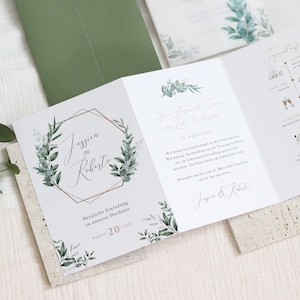 Wedding invitation eucalyptus gold tracing paper, wedding invitation eucalyptus, wax seal, greenery image 7