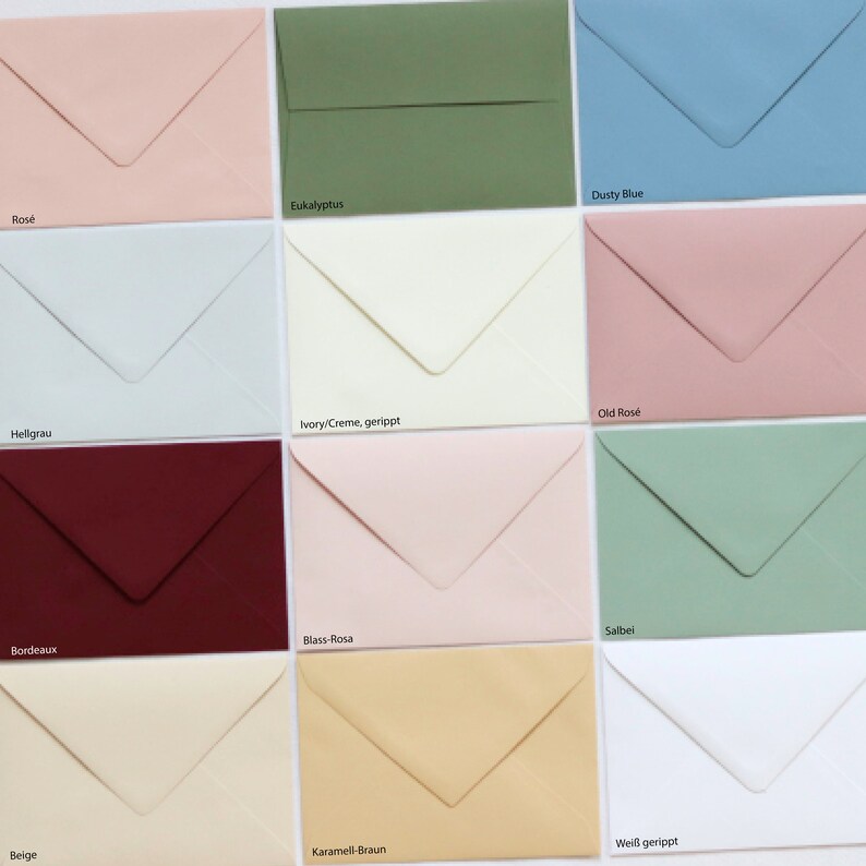 Wedding envelopes B6, envelopes wedding, baptism, birthday, eucalyptus, beige, sage, 175 x 125 mm image 1
