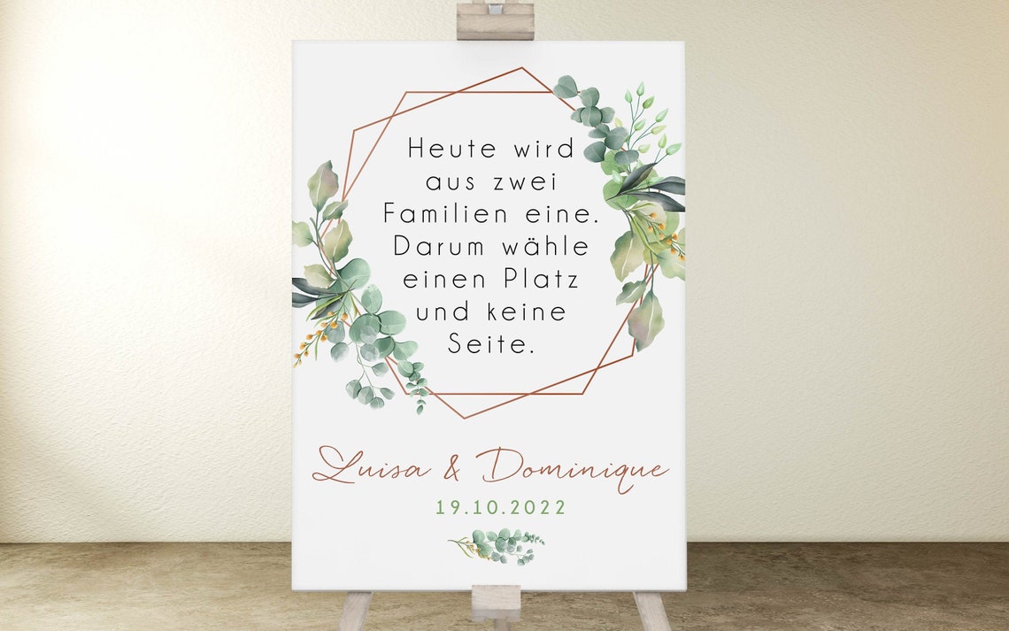 Heute wird aus zwei Familien eine Hochzeit Schild Etsy