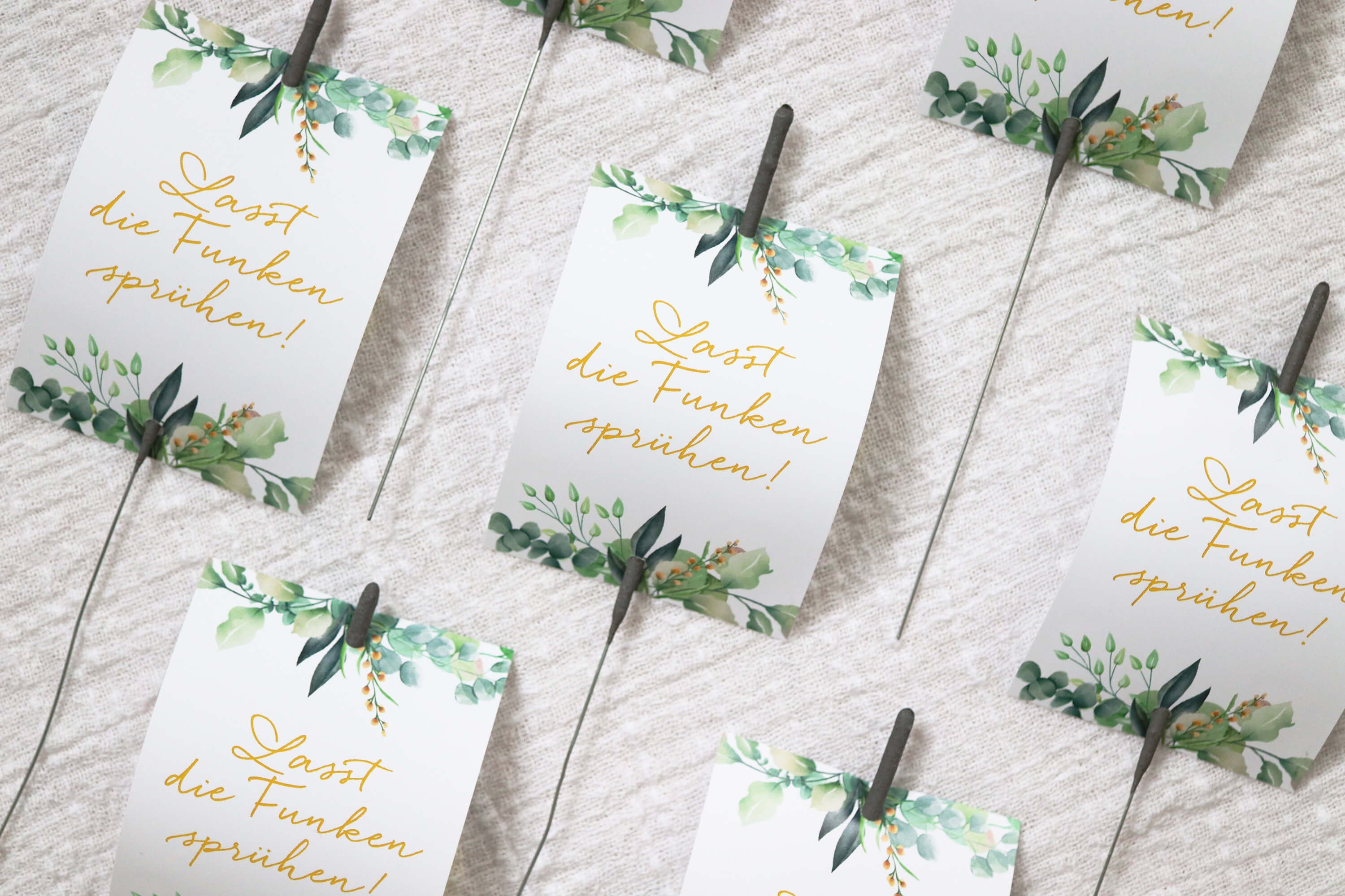 50 Wunderkerzen Schilder Hochzeit - Eucalyptus Design 5.2x7.4cm