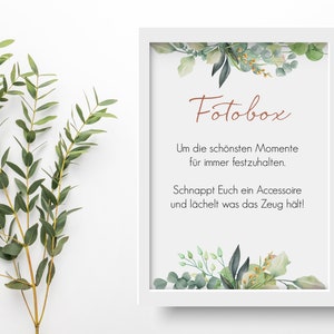 Photo box sign for the wedding, information sign photo box, wedding decoration Greenery Eucalyptus Boho image 3