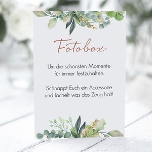 Photo box sign for the wedding, information sign photo box, wedding decoration Greenery Eucalyptus Boho image 2