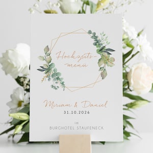 Menükarte Getränkekarte Hochzeit Eukalyptus, Hochzeitsdeko Eukalyptus, Klappkarte DIN A5