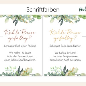 Fächer Schild Hochzeit, Hinweisschild Klimaanlage Gäste , Hocheitsdeko