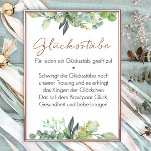 Glücksstäbe Schild Hochzeit, Wedding Wands Schild, Zauberstäbe