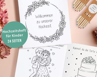 Livre de coloriage de mariage pour enfants, jeu de mariage, cadeau d'invité, table des enfants, cadeaux pour demoiselles d'honneur, décorations de mariage pour enfants, jeux