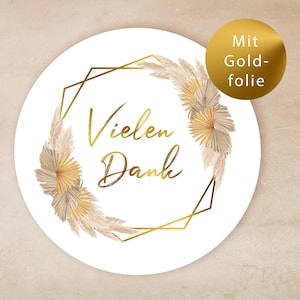 Danke Aufkleber Hochzeit Boho Gold, Dankeschön Sticker, Gastgeschenk Hochzeit Taufe
