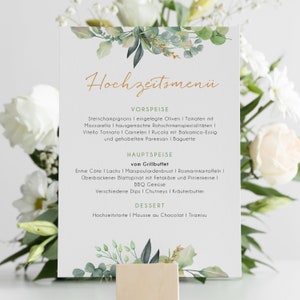 Menükarte Getränkekarte Hochzeit Eukalyptus, Hochzeitsdeko Eukalyptus, DIN A5