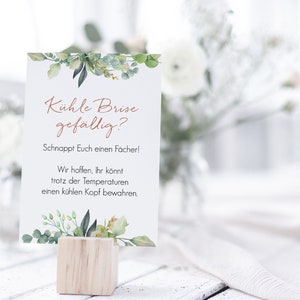 Fächer Schild Hochzeit, Hinweisschild Klimaanlage Gäste , Hocheitsdeko