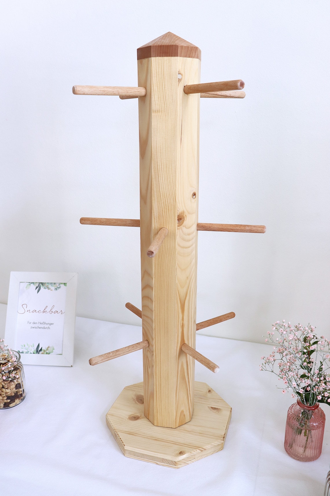 Xmccvt Brezelständer Aus Holz - 6-armiger Halter Für Würstchen & Backwaren