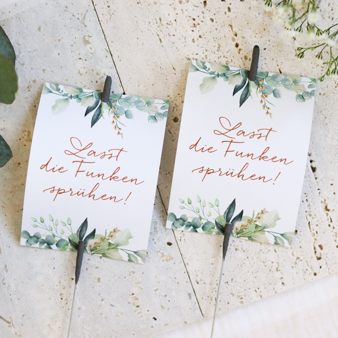 Wunderkerzen Hochzeit Schilder, Lasst die Funken sprühen, Hochzeitsdeko