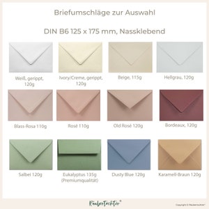 Wedding envelopes B6, envelopes wedding, baptism, birthday, eucalyptus, beige, sage, 175 x 125 mm image 2