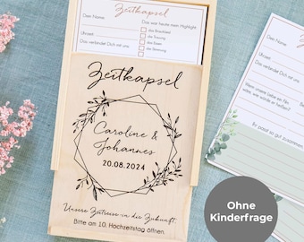 Zeitkapsel Karten Hochzeit Eukalyptus, Hochzeitsspiel Gäste, Alternative zum Gästebuch