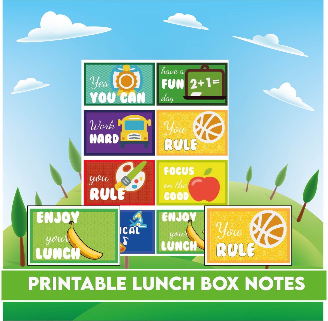 Preschool Printables Lunch Box Cards Positivity Notes - Etsy Singapore