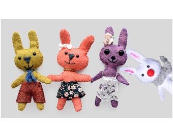 Pocket Bunnies!  Miniature Rabbit, Hand Sewn By Me, Your Choice of Bunny, Tiny Plushies  3 1/2", Holiday or Birthday Gift Idea