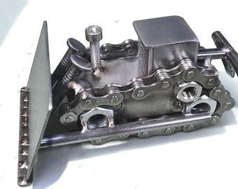 Nut and Bolt Bulldozer Sculpture, Handmade Scrap Metal Bulldozer Figurine, Nut and Bolt Art, Scrap Metal Parts Bulldozer, Welded Figurine