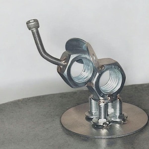 Nut and Bolt Elephant Figurine, Scrap Metal Art Elephant Figurine, Handmade Recycled Metal Art image 1