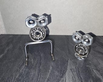 Escultura de búho hecha con tuercas y tornillos, figura de piezas de chatarra, figura de búho artesanal hecha con chatarra, escultura de búho para regalo, adorno de búho